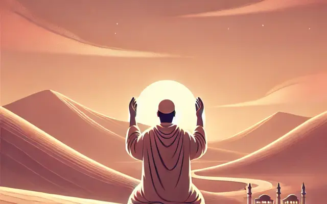 Muslim spricht Duʿā am Tag von ʿArafah