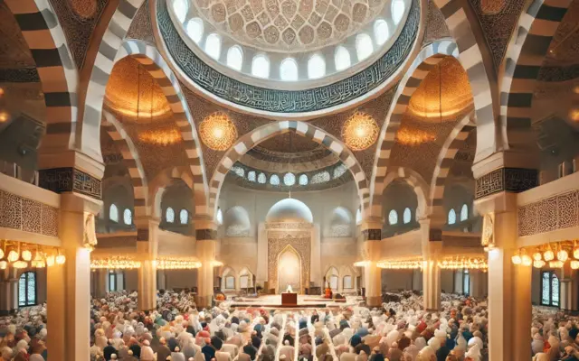 Fidèles réunis à la mosquée pour la prière du vendredi