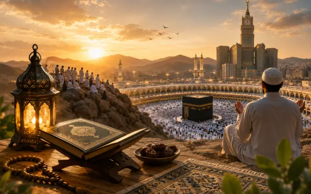 Kaaba à La Mecque entourée de pèlerins lors du Hajj, symbolisant la préciosité des 10 premiers jours de Dhul Hijja en islam