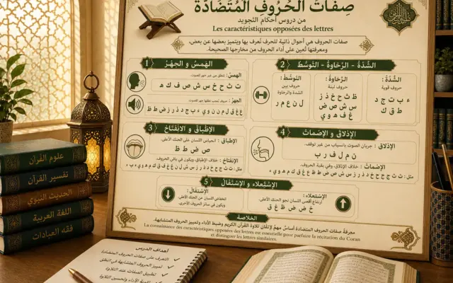 Tajwīd-Unterricht über gegensätzliche Eigenschaften arabischer Buchstaben