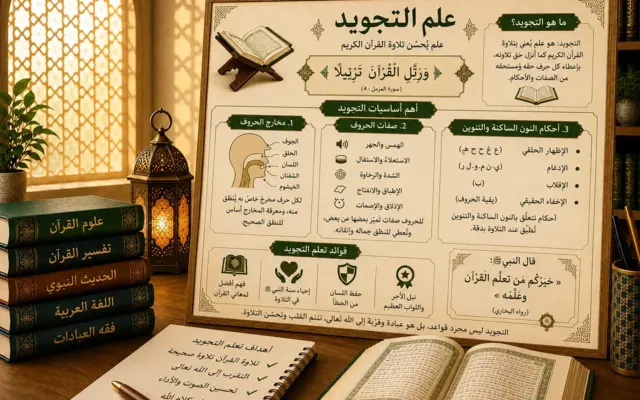 Lehrposter über Tajwīd und das arabische Alphabet