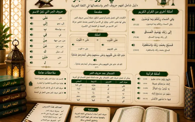 Tableau sur les prépositions en arabe
