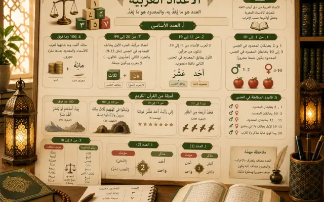 Tableau de grammaire arabe sur les nombres