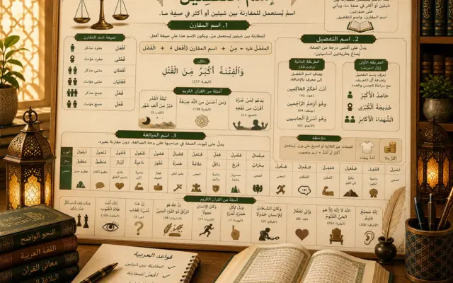 Tableau de grammaire arabe sur le comparatif