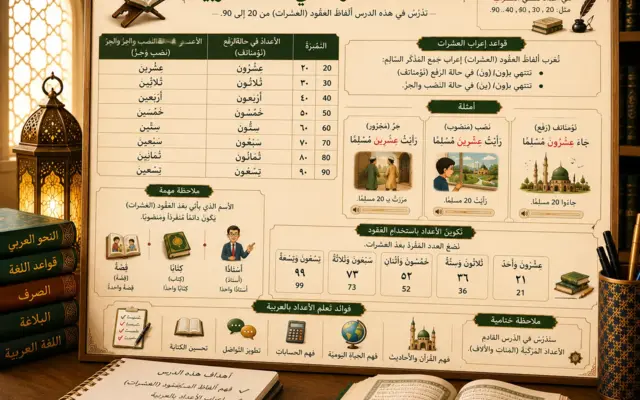 Leçon sur les dizaines en arabe