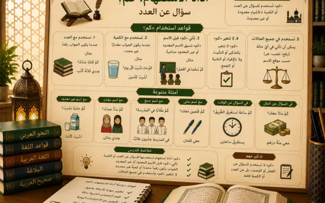 Leçon sur le mot interrogatif كم en arabe