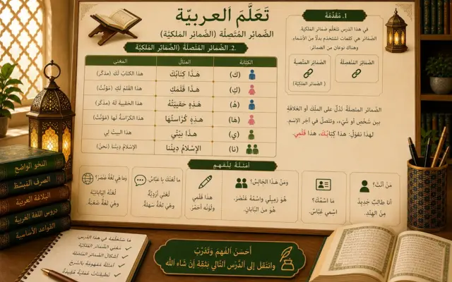 Illustration arabe sur les pronoms possessifs