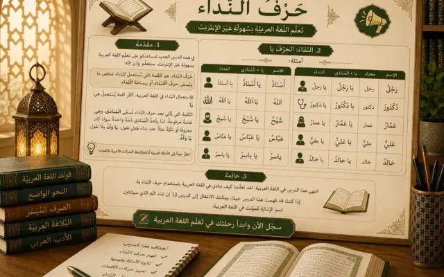 Illustration arabe sur la particule d’appel يَا
