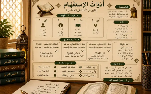 Illustration arabe sur les outils d’interrogation