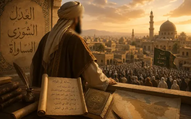 Omar ibn Al-Khattab observant une ville musulmane