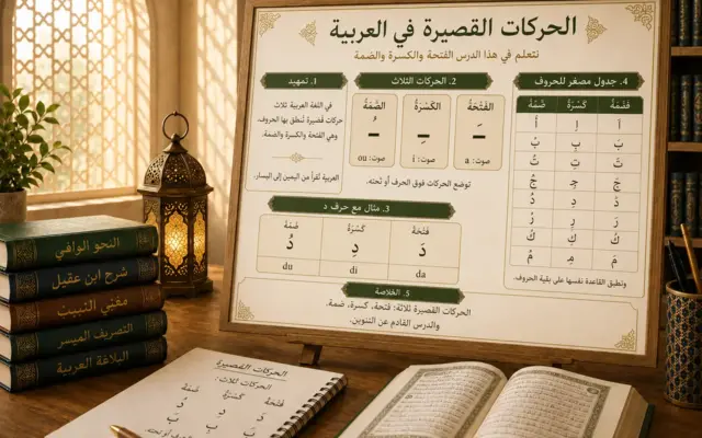 Lehrtafel zu den kurzen Vokalen im Arabischen