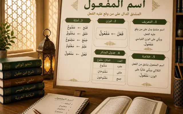 Educational poster about the Arabic passive participle