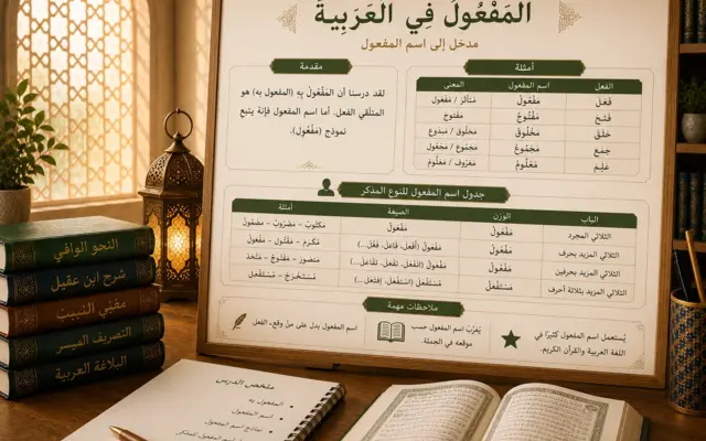 Educational chart about the Arabic active participle