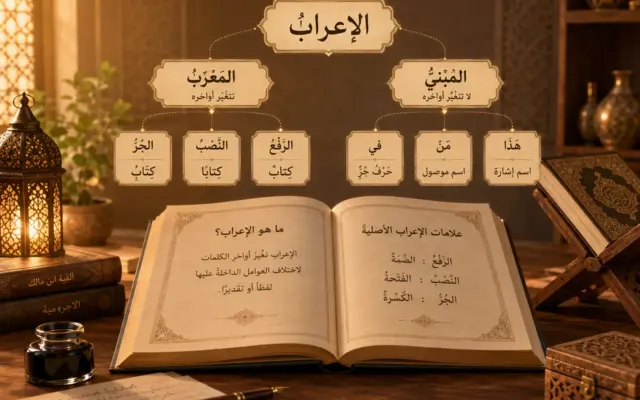 Illustration arabe sur l’i‘rab et les mots déclinables