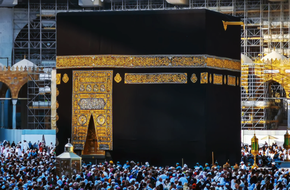 Muslim pilgrims performing Umrah around the Kaaba, a symbol of spiritual purification and renewal of faith