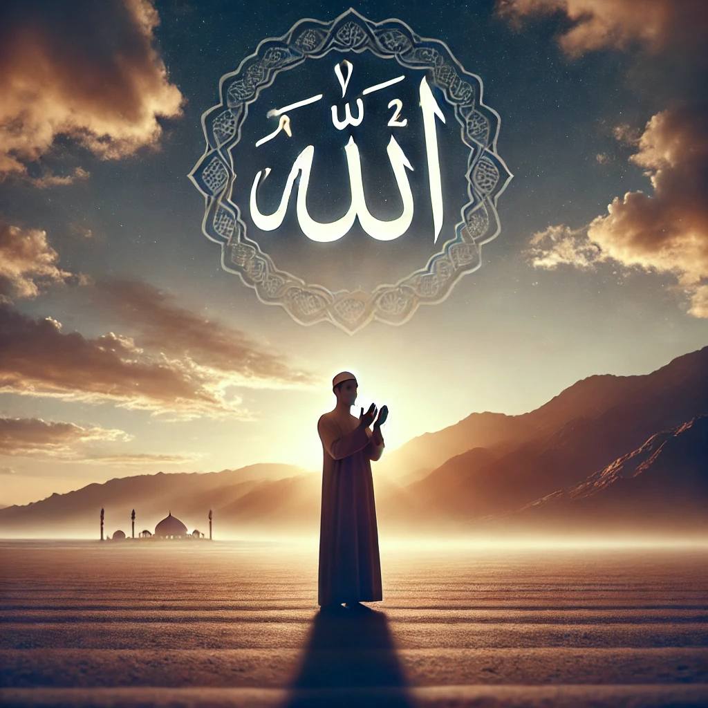 Person praying to Allah in the face of ظلم