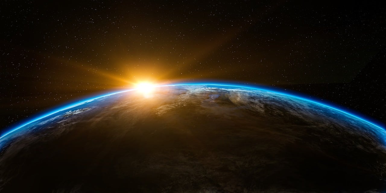 Sunrise over Earth seen from space