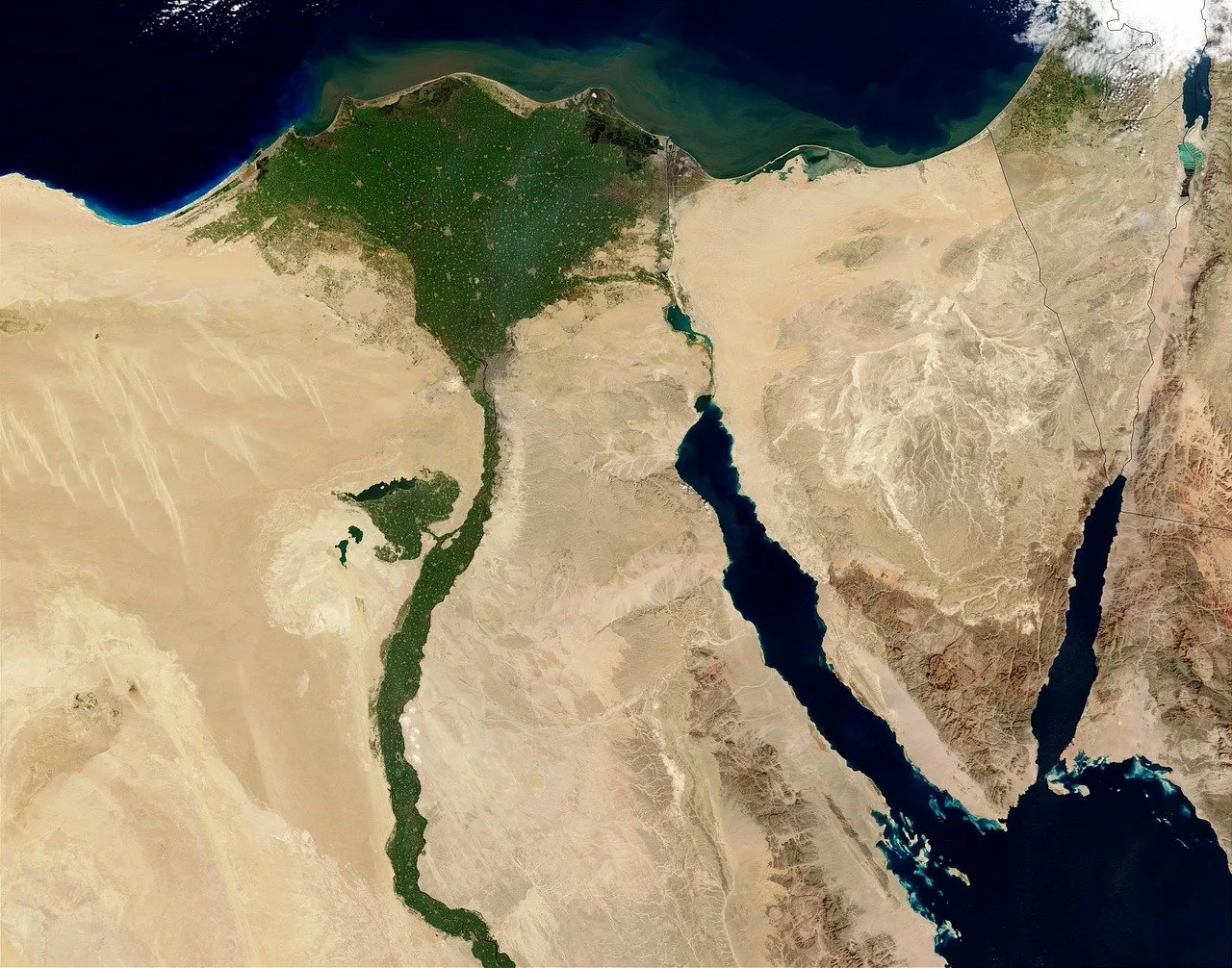 Satellite view of Egypt and the Nile Delta