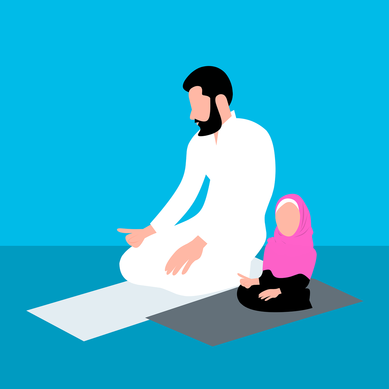 Father and child praying together illustrating Islamic parenting
