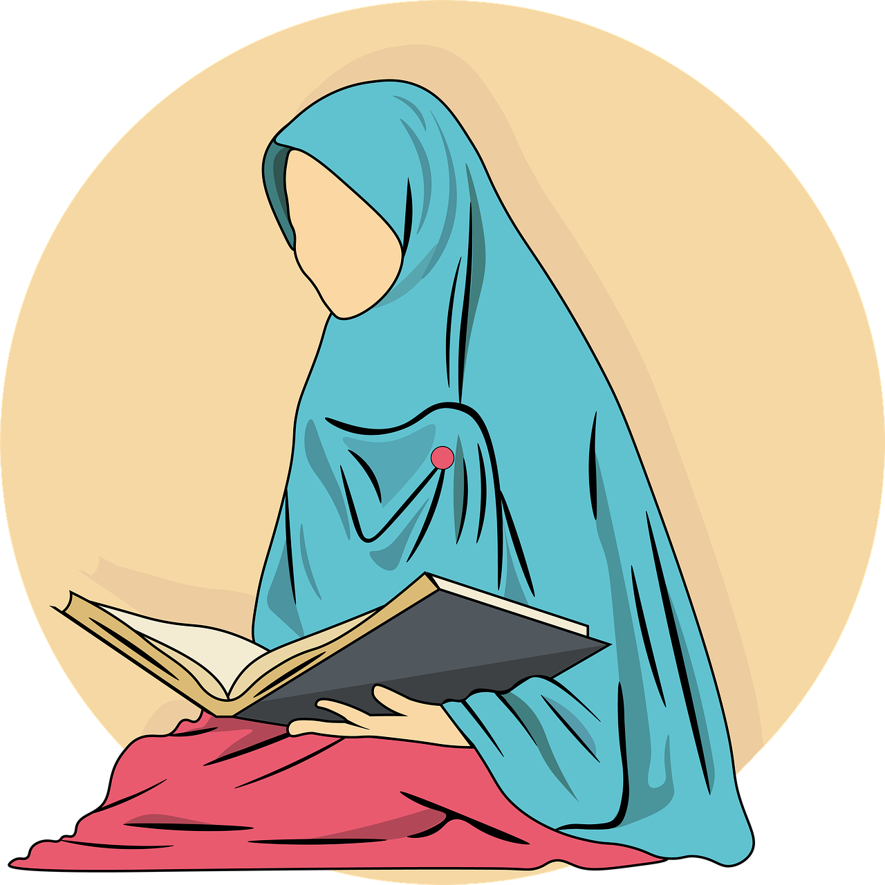 Muslim woman reading the Quran during Ramadan