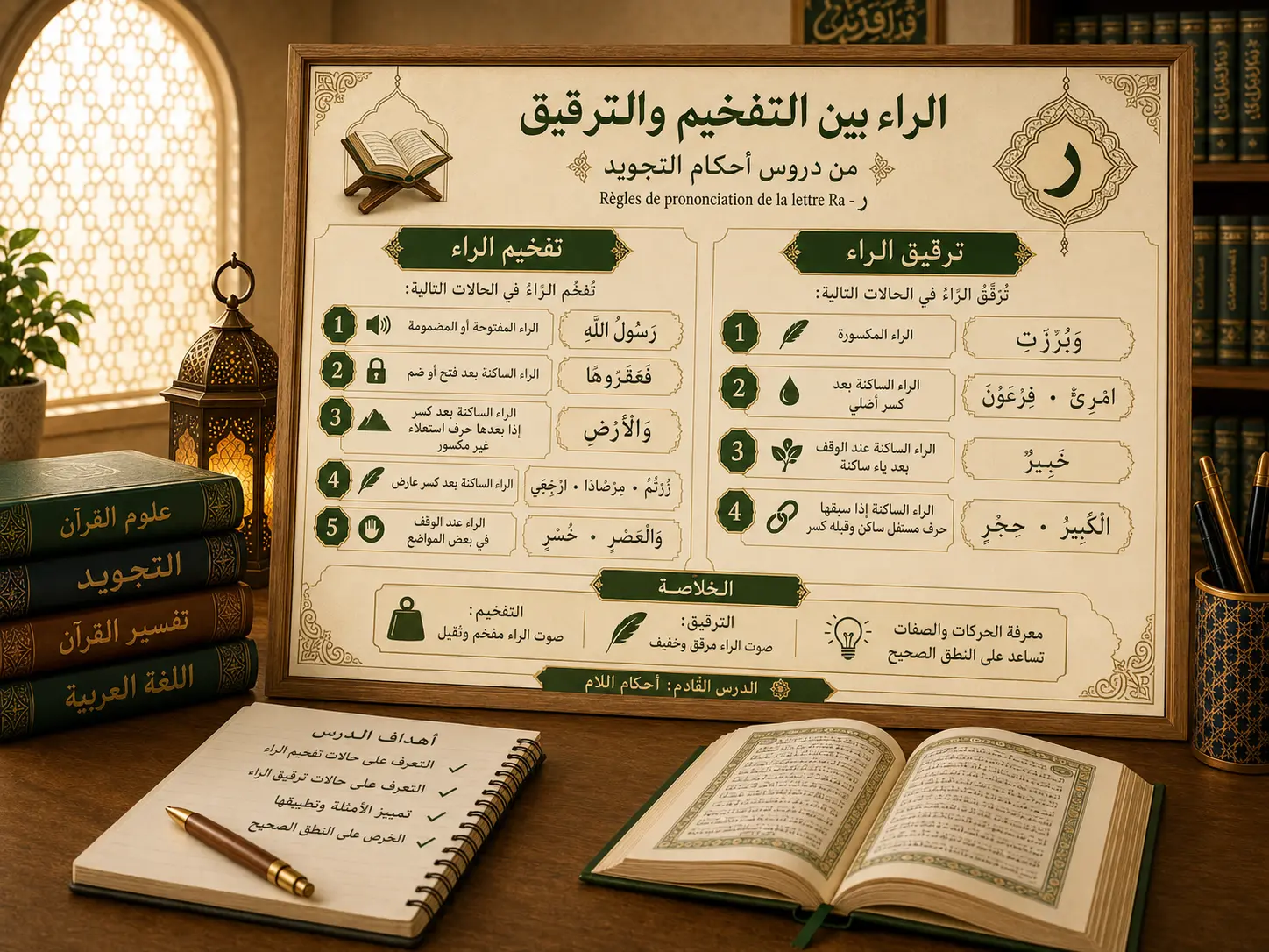 Cours de tajwid sur le ra entre tafkhim et tarqiq