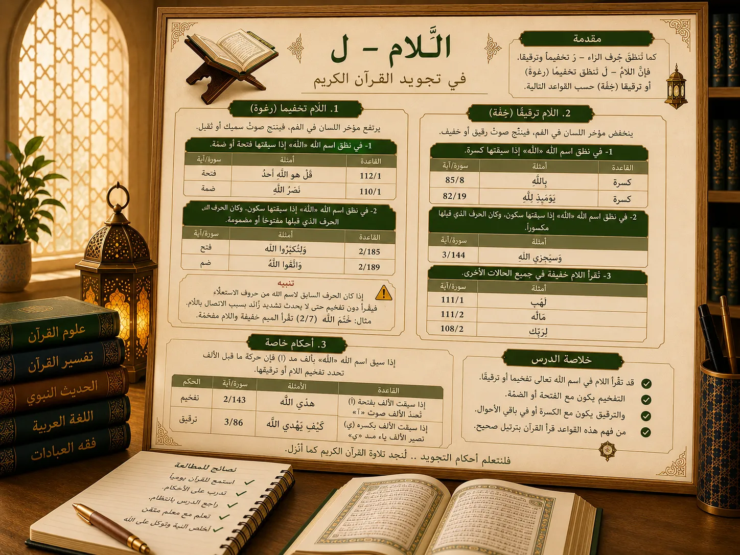 Tajwid lesson about the letter lam in the Quran