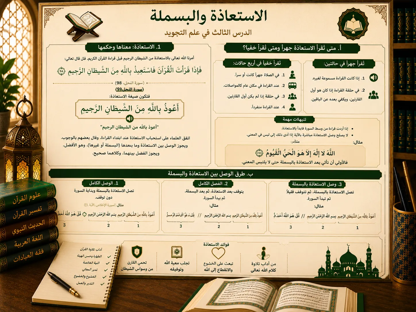 Cours de tajwid sur l’isti‘adha et la basmala