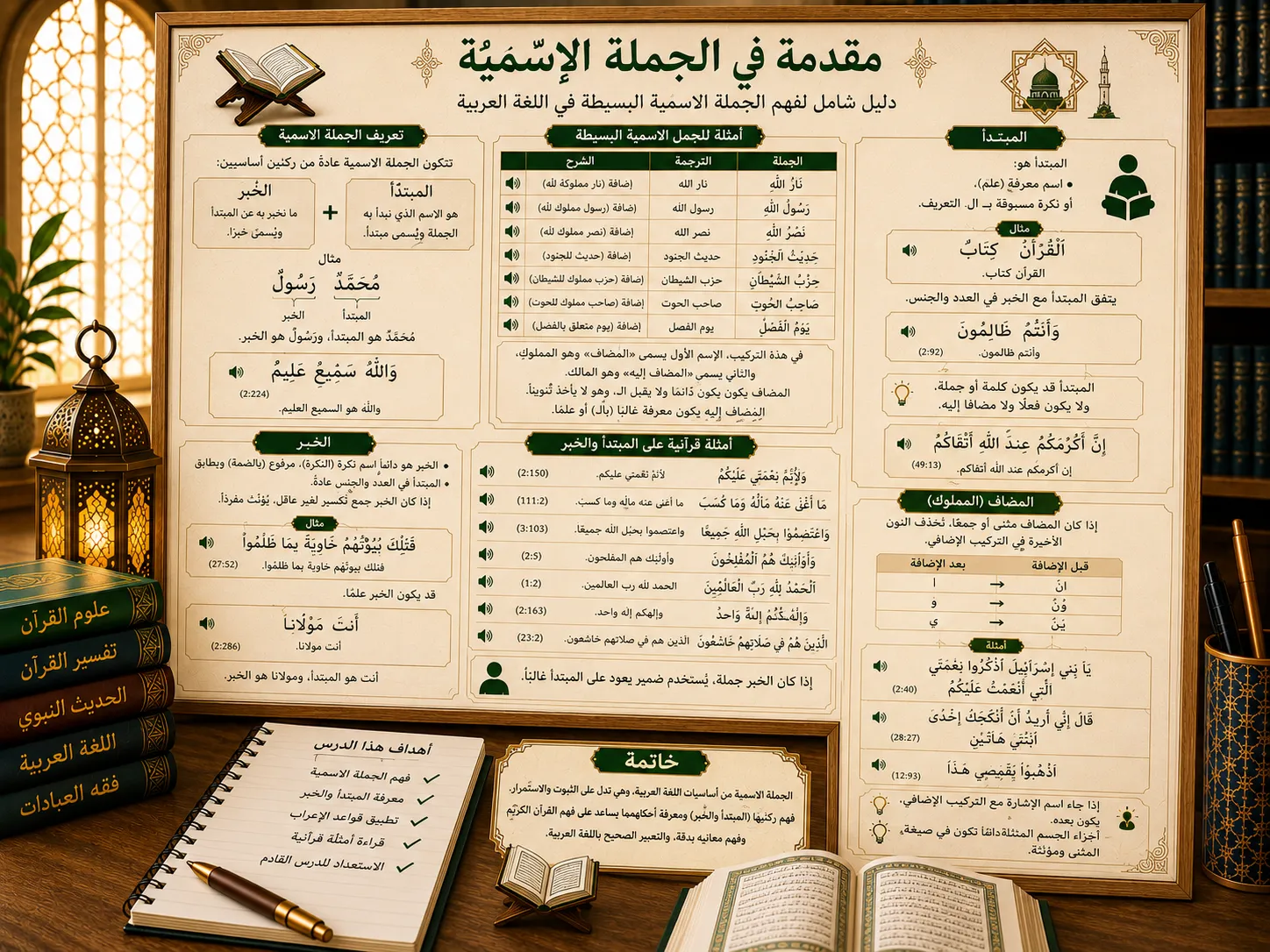 Tableau sur la phrase nominale en arabe