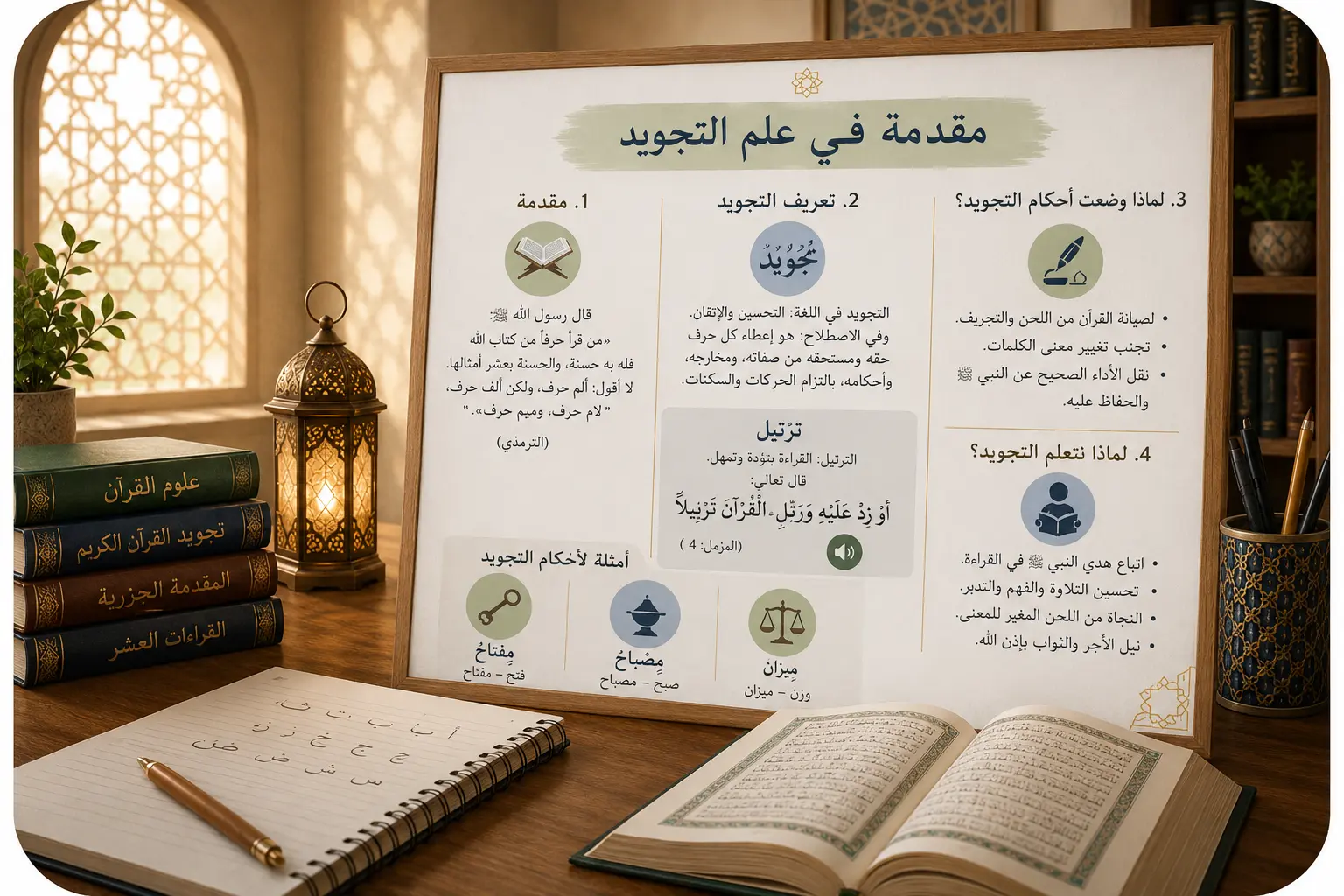 Tajweed board showing the rule of the letter Lam