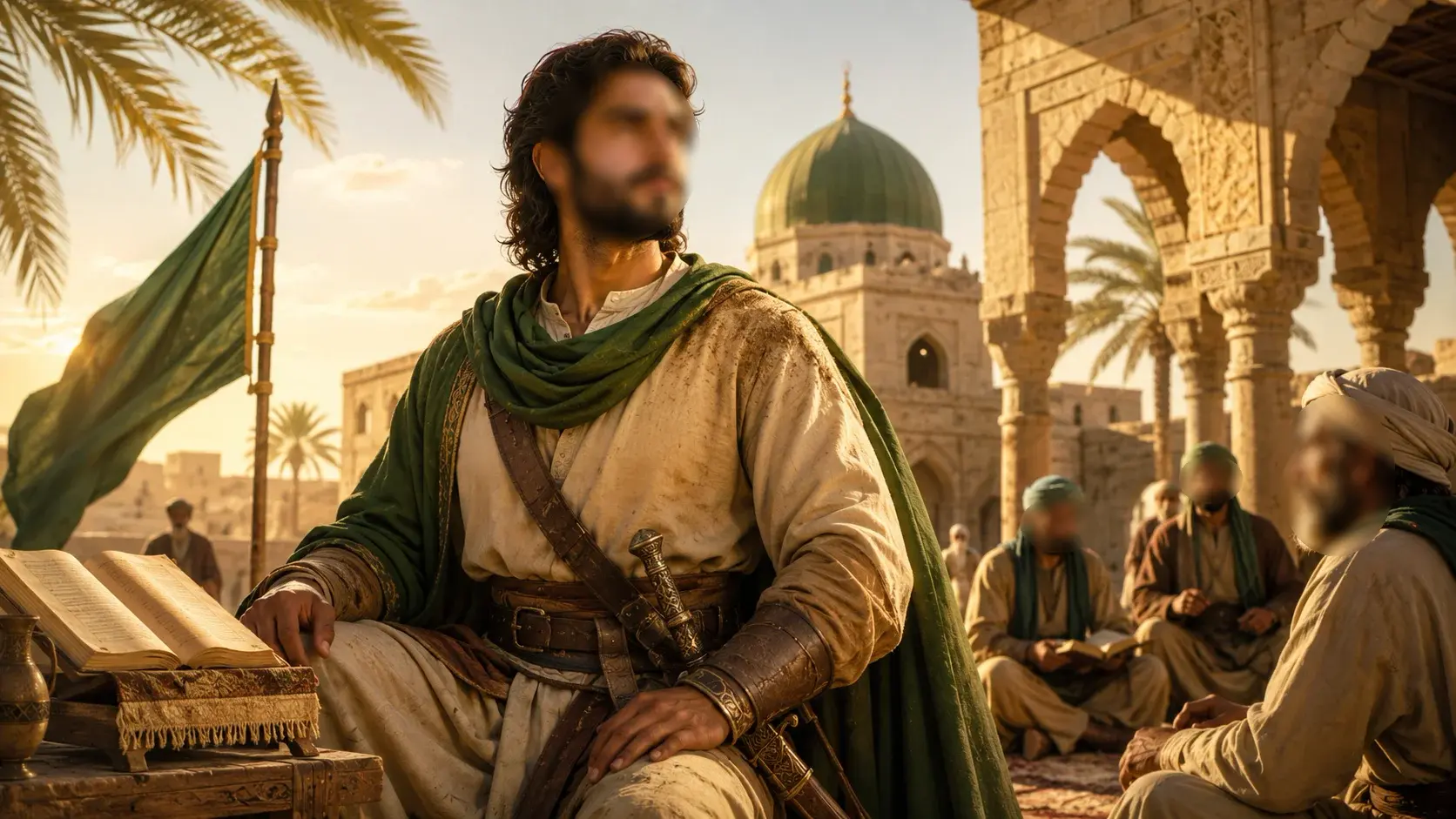 Muslim man in a historical Medina scene